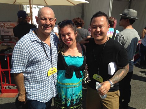 Merrin Mae with Cutthroat Kitchen judges Chef Simon Majumdar & Jet Tila at LA Weekly's Tacolandia 2014 