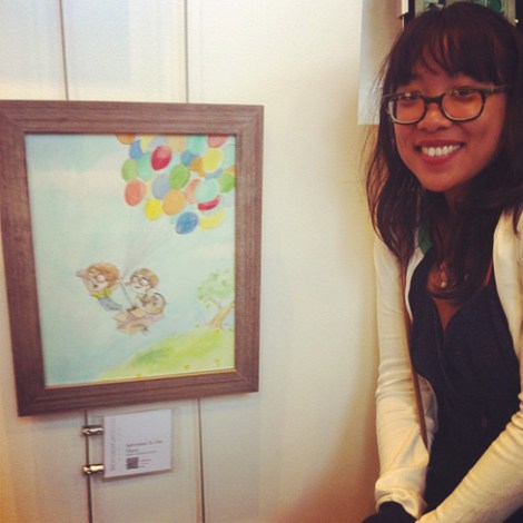Santos with one of her original WonderGround Gallery pieces